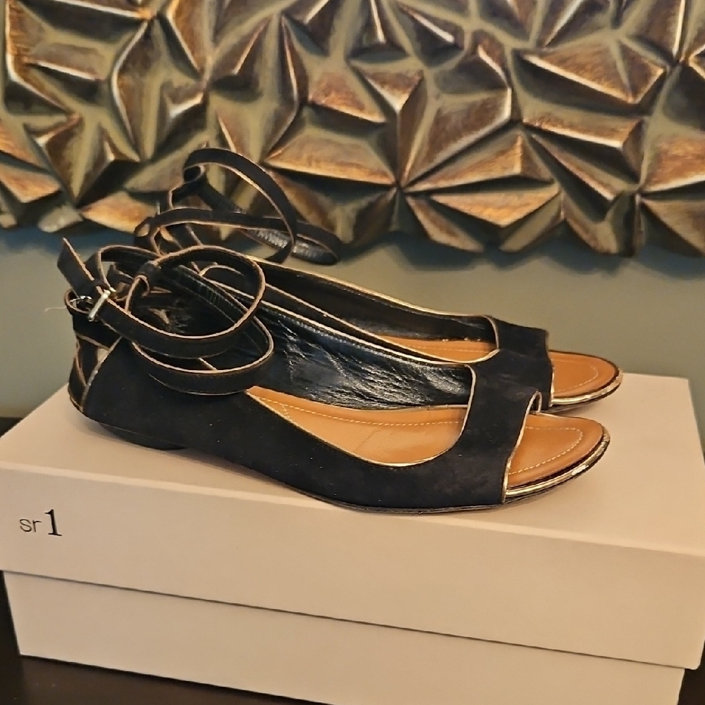 Derek Lam Black Strappy Sandals with Ankle Strap